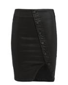 Rta Jolene Buttoned Glaze Mini Skirt Black 4