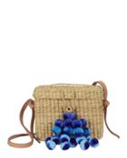 Nannacay Roge Blue Pom Straw Basket Bag Beige 1size