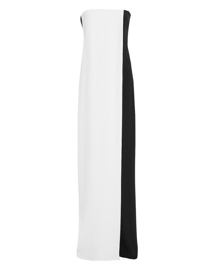 Cushnie Et Ochs Cushnie Colorblocked Strapless Silk Crepe Jumpsuit Black/white 2