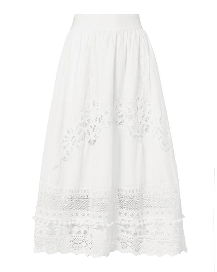 Place Nationale Baleine Lace Midi Skirt White 2
