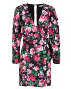 Torn Ronny Kobo Edrea Floral Mini Dress Black/pink Floral S