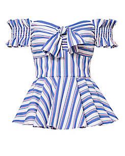 Caroline Constas Artemis Striped Off Shoudler Bustier Top