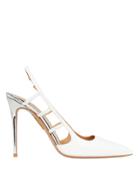 Aquazzura Contrast Heel Slingback Pumps Silver/white 37