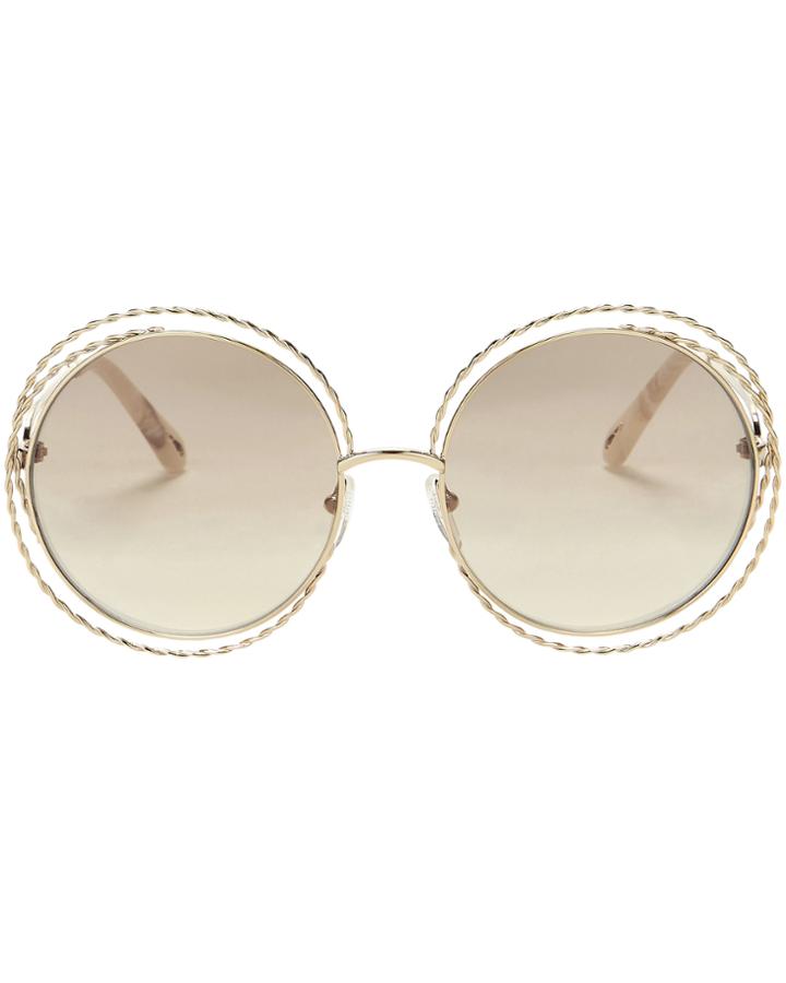 Chloe Chlo Rope Metal Round Sunglasses Gold 1size