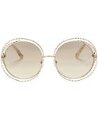 Chloe Chlo Rope Metal Round Sunglasses Gold 1size