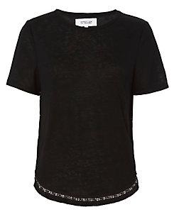 Derek Lam 10 Crosby Black Fringe Hem Tee