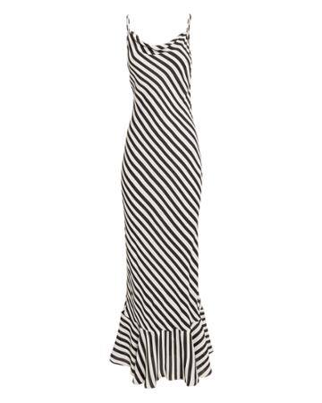 Saloni London Saloni Stella Striped Slip Dress Black/white 8