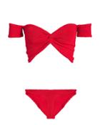 Hunza G Brigette Off Shoulder Bikini Set Red 1size