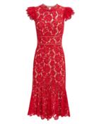 Saylor Maude Lace Midi Dress Red/nude L