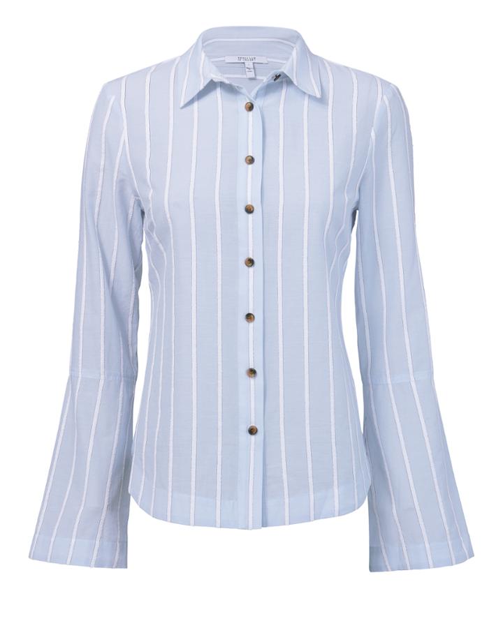 Derek Lam 10 Crosby Striped Boucl Top Blue-lt Zero
