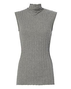 Enza Costa Ribbed Sleeveless Grey Turtleneck