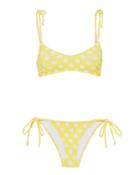Lisa Marie Fernandez Nicole Crepe Tie Polka Dot Bikini Yellow 1