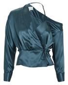 Michelle Mason Cold Shoulder Wrap Top Blue-drk Zero