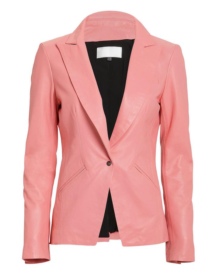 The Mighty Company The Coventry Pink Leather Blazer Pink M
