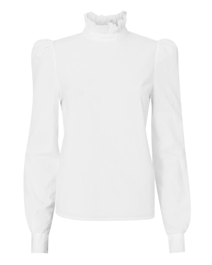Frame Ruffle Neck Poplin Shirt