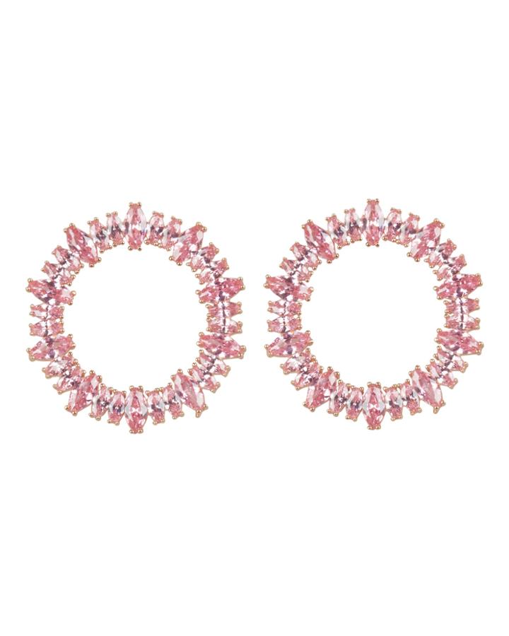 Nickho Rey Fifi Pink Stone Hoops Pink/rose Gold 1size