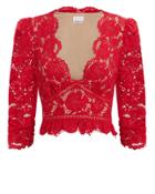 Saylor Leo Lace Top Red/nude M