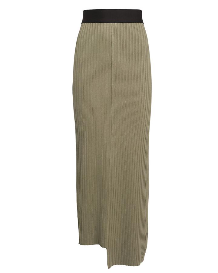 The Range Suspension Ribbed Midi Skirt Olive/black S