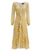 Exclusive For Intermix Intermix Rowen Printed Midi Dress Pink/yellow Floral 6