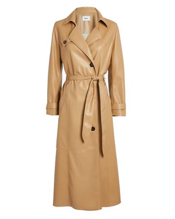 Nanushka Chiara Vegan Leather Trench Coat Beige P