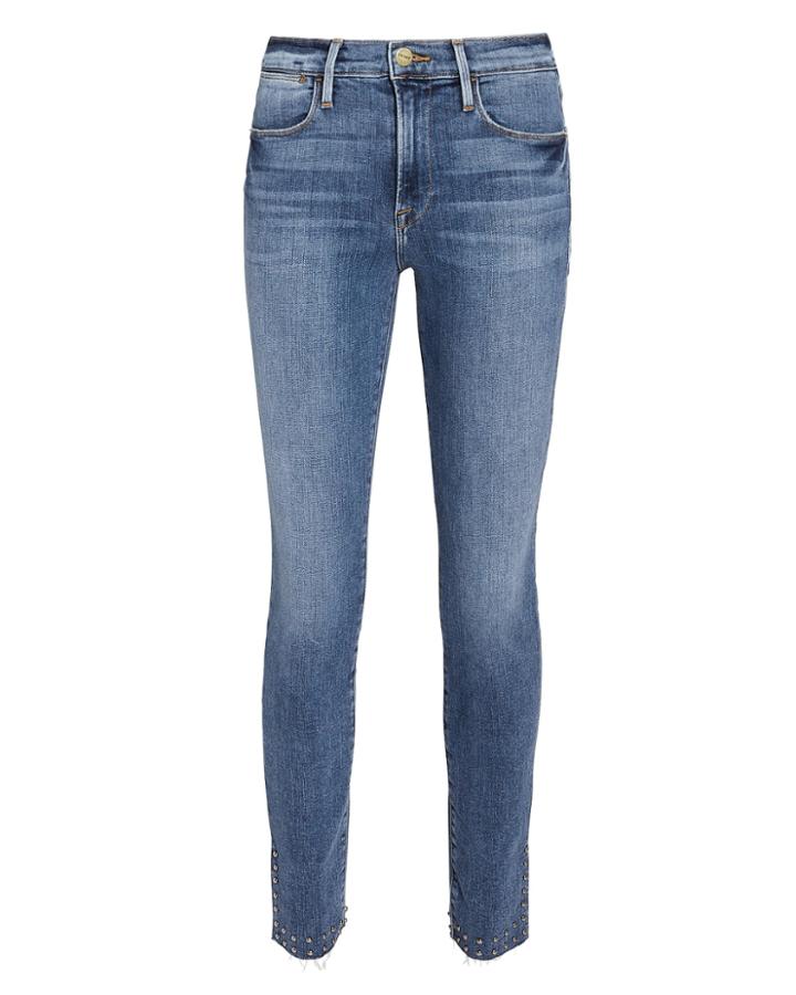 Frame Le High Studded Skinny Jeans Denim-lt 25