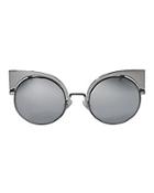 Fendi Black Mirror Round Sunglasses
