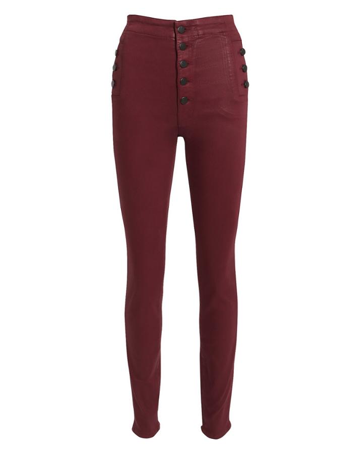 J Brand Natasha Coated Skinny Jeans Red-drk 24