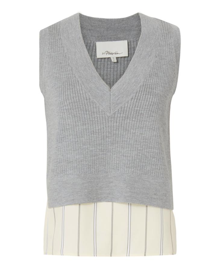 3.1 Phillip Lim Layered Sweater Top Pat-stripe 2 P