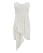 Michelle Mason White Strapless Velvet Burnout Dress White Zero