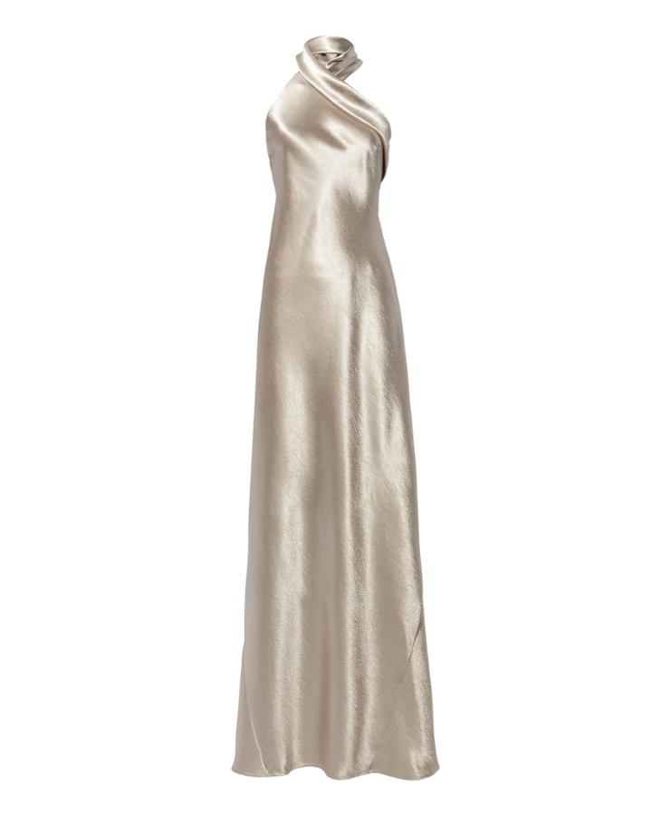 Galvan Asymmetric Bias Cut Dress Metallic 38
