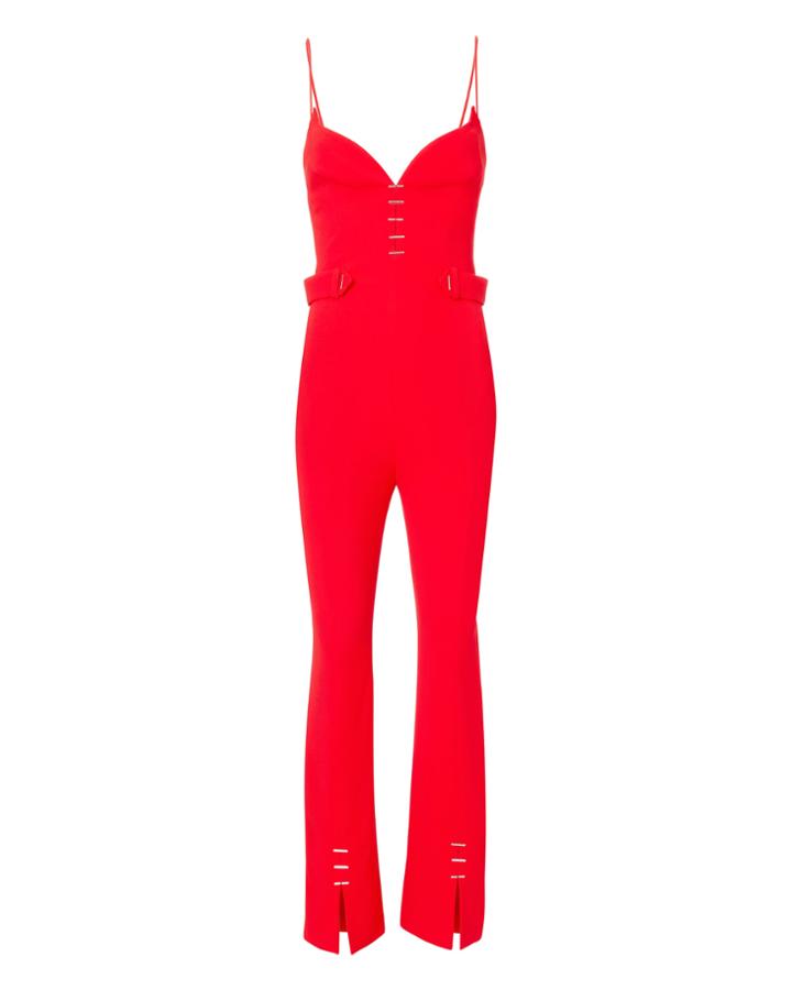 Thierry Mugler Mugler Metal-embellished Red Jumpsuit Red 34
