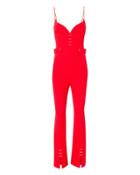Thierry Mugler Mugler Metal-embellished Red Jumpsuit Red 34