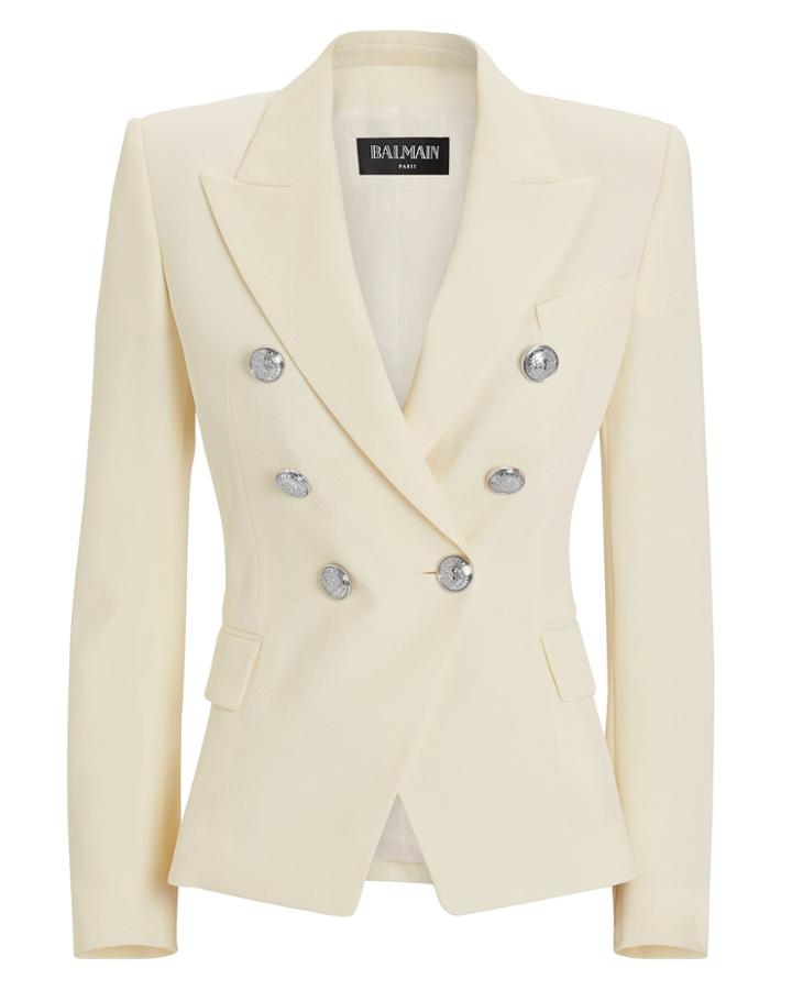Balmain Classic Double-breasted Ivory Blazer Ivory 38