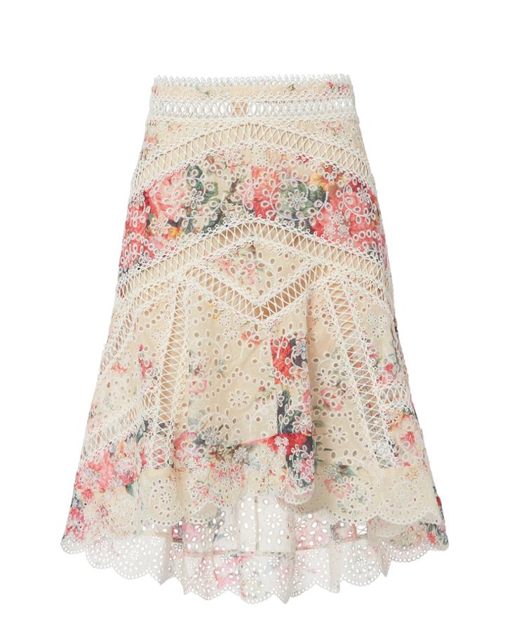Zimmermann Laelia Diamond Frill Skirt Multi Zero