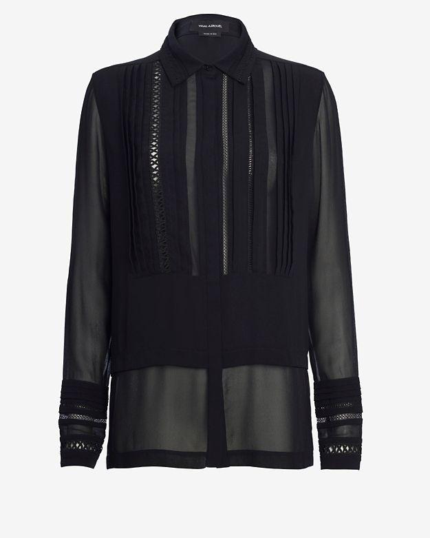 Yigal Azrouel Tuxedo Lace Blouse
