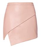 Michelle Mason Asymmetric Hem Leather Mini Skirt Blush/nude Zero