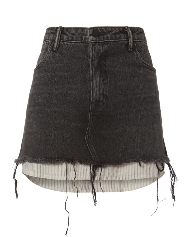 Intermix Alexander Wang Layered Denim Mini Skirt Grey 25