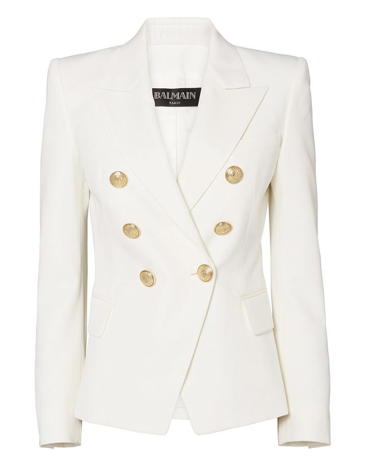 Balmain Classic Double-breasted Blazer White 36