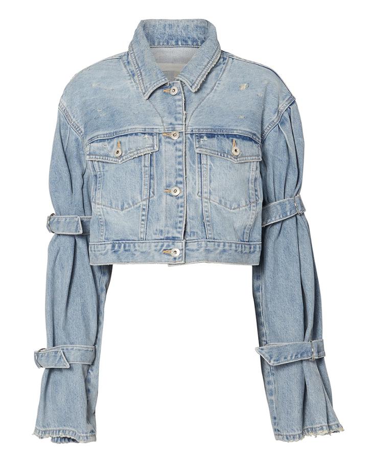 Jonathan Simkhai Tie Sleeve Denim Jacket Denim P