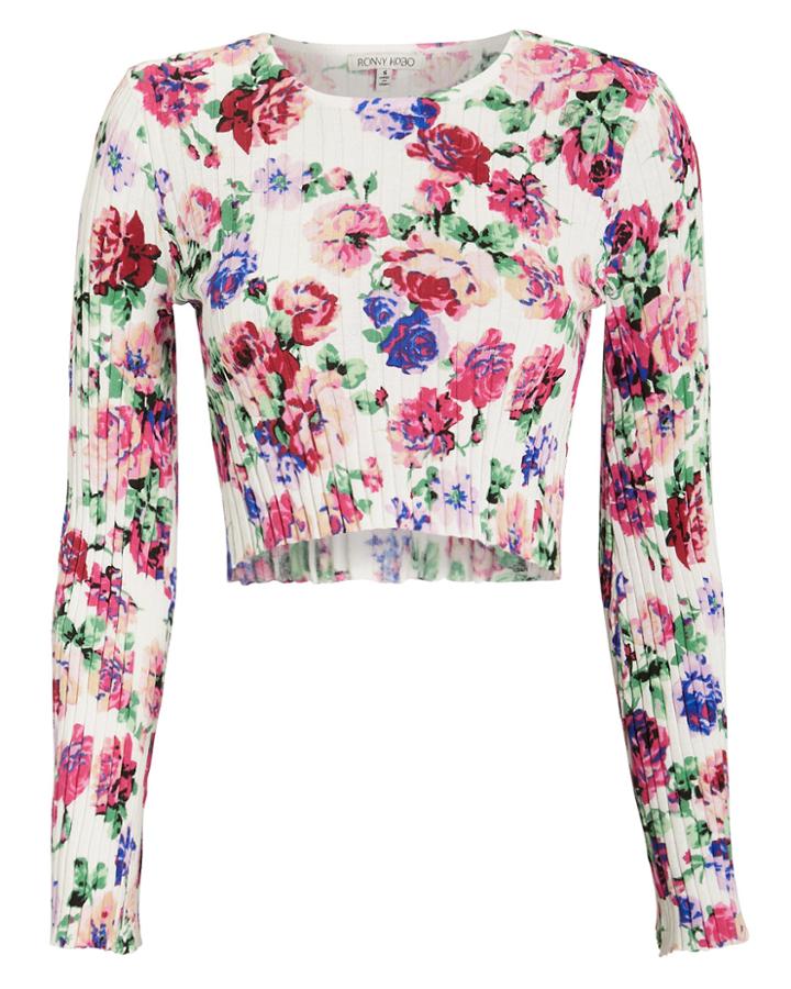 Torn Ronny Kobo Magda Floral Crop Top White/pink Floral L