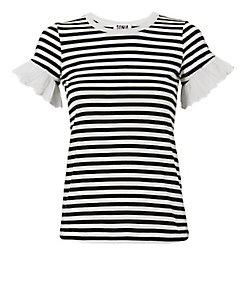 Sonia By Sonia Rykiel Eyelet Sleeve Striped Tee