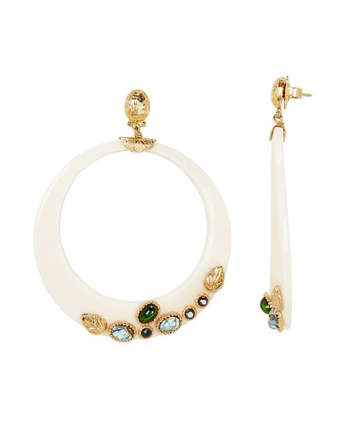 Gas Bijoux Lodge Stone Hoops White/gold 1size