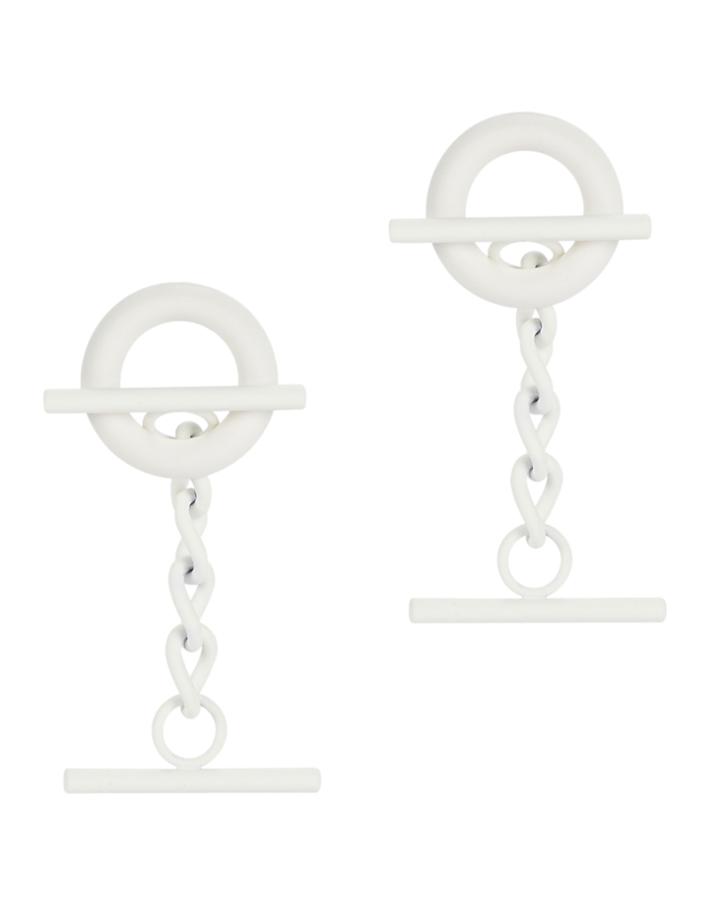 Monse Jewelry Monse White Circle Bar Earrings White 1size