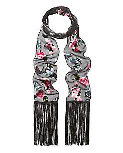 Anna Sui Rose Velvet Fringe Scarf
