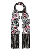 Anna Sui Rose Velvet Fringe Scarf