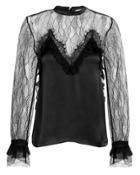 Jonathan Simkhai Lace Satin Blouse Black Zero