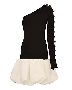 David Koma Puff Hem One Shoulder Dress
