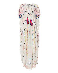 Hemant & Nandita Hemant &amp; Nandita Pleated Embroidered Silk Long Caftan