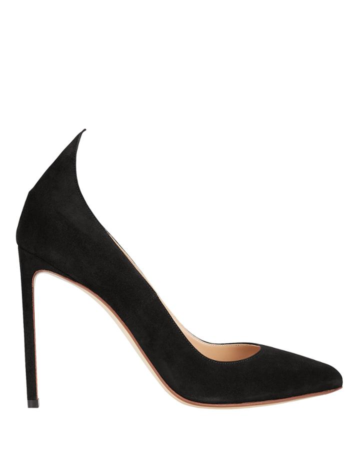 Francesco Russo Point Back Suede Pumps Black 36