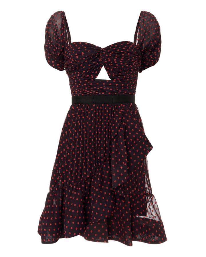 Self-portrait Off Shoulder Dotted Mini Dress Multi 2